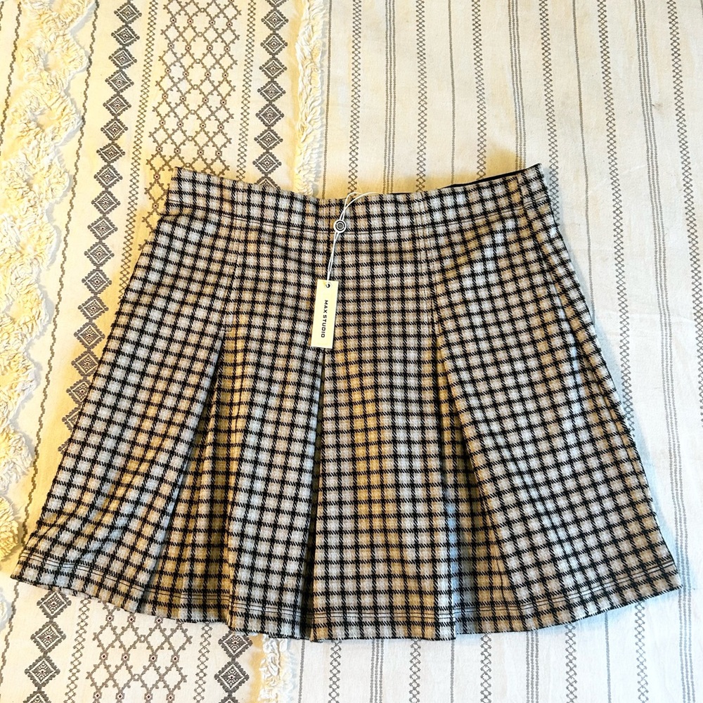 Mac Studio Pleated Plaid Mini Skirt NWT